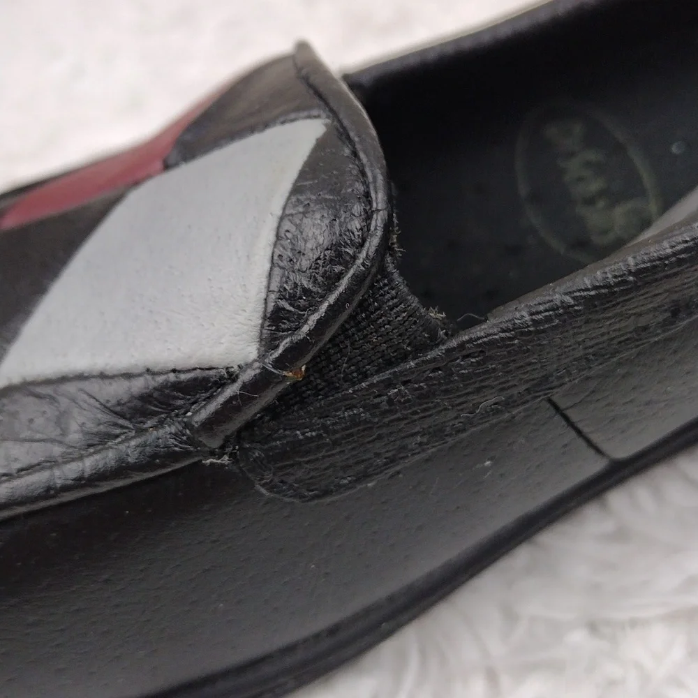 Dr Scholl's Double Air-Pillo Black Argyle Design Leather Upper Slip On Loafer